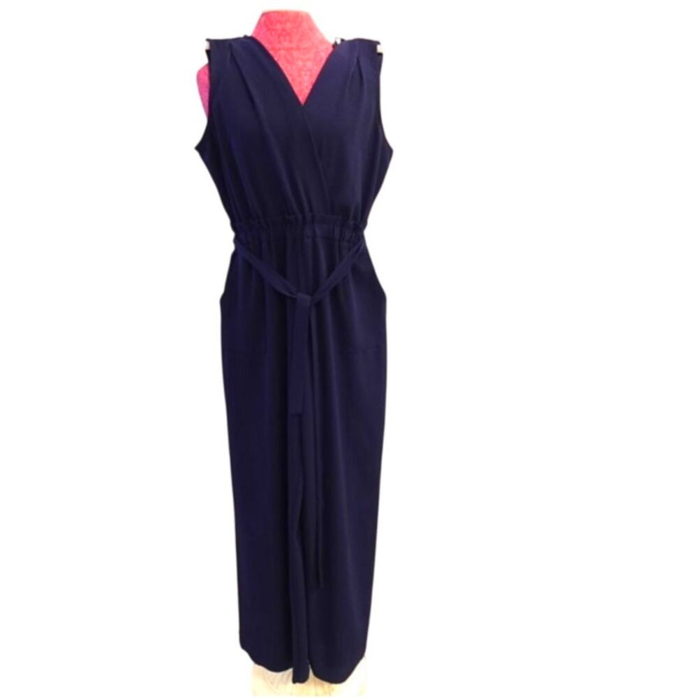 MONTEAU  nautical NAVY PANT SUIT ROMPER WITH BELTS